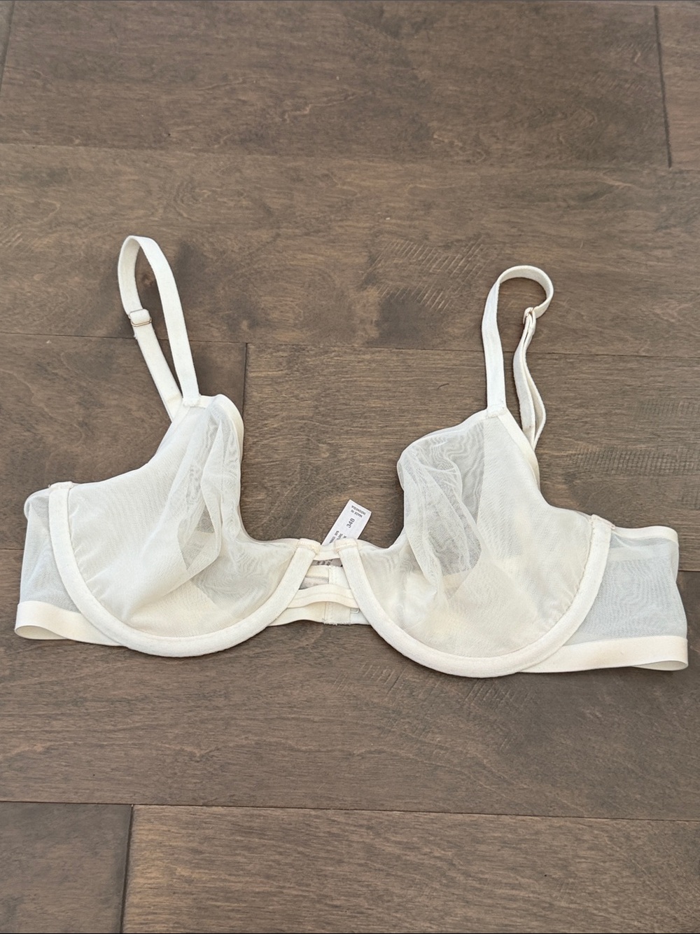Auden Sheer White Underwire Mesh Bra